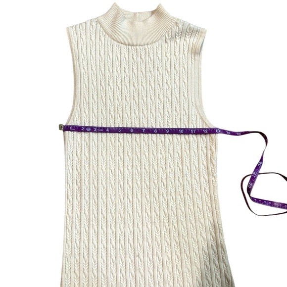 LPA Cream Cable Knit Mock Neck Sleeveless Dress Size XS - Picture 5 of 10